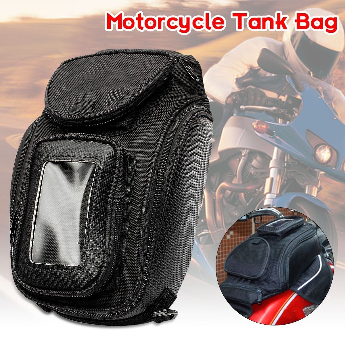 Motorcycle Gas Oil Fuel Tank Saddle Bag Magnetic Tank Bag Waterproof Shoulder Bag for Honda Suzuki Kawasaki
