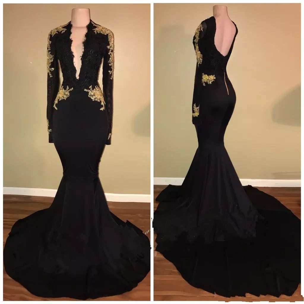 black deep v gown