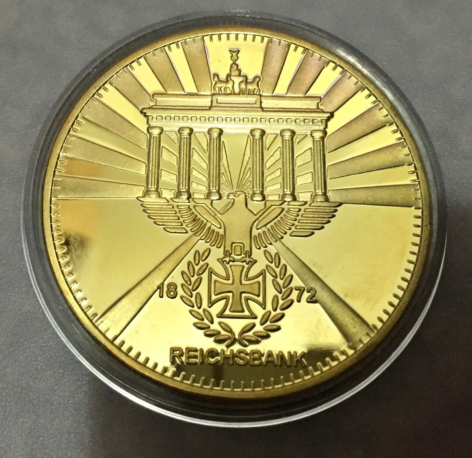 1872 Deutsche Reichsbank Gold coin WWII Nazi Gold PLATED 3rd Reich 1oz Bullion