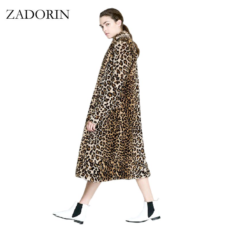 Europa Moda Mujeres X-Larga Piel de imitación Leopardo Abrigo Mujeres Faux Piel Chaqueta Gilet Pelliccia Abrigos Veste Fourrure S-3XL