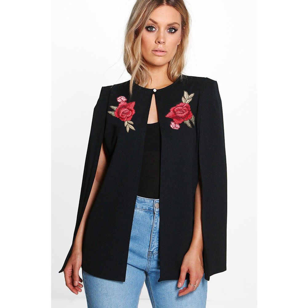rose embroidered leather jacket