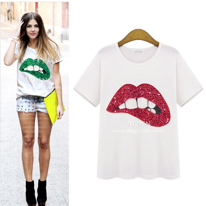 red lips shirt