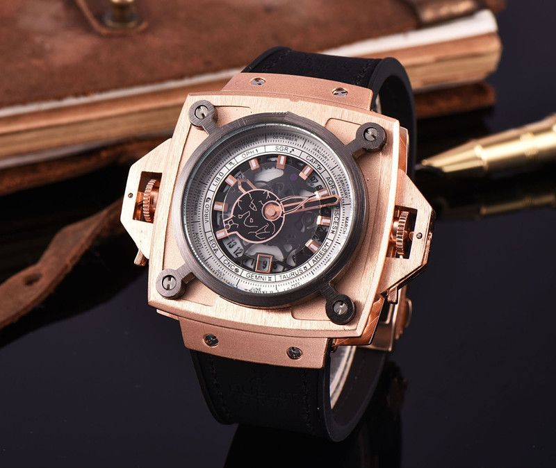 Fashion Casual Mens Square Quartz Watches With Date Function