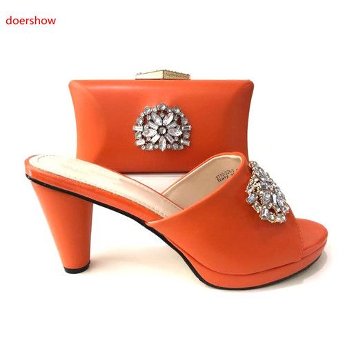 orange shoes and bag for wedding