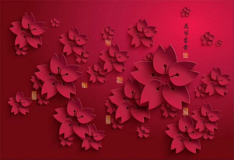 papel de la flor roja del papel pintado 3D HD mural fotográfico Sala Inicio decoración de papel de la flor roja del papel pintado 3D HD mural fotográfico Sala Inicio decoración de