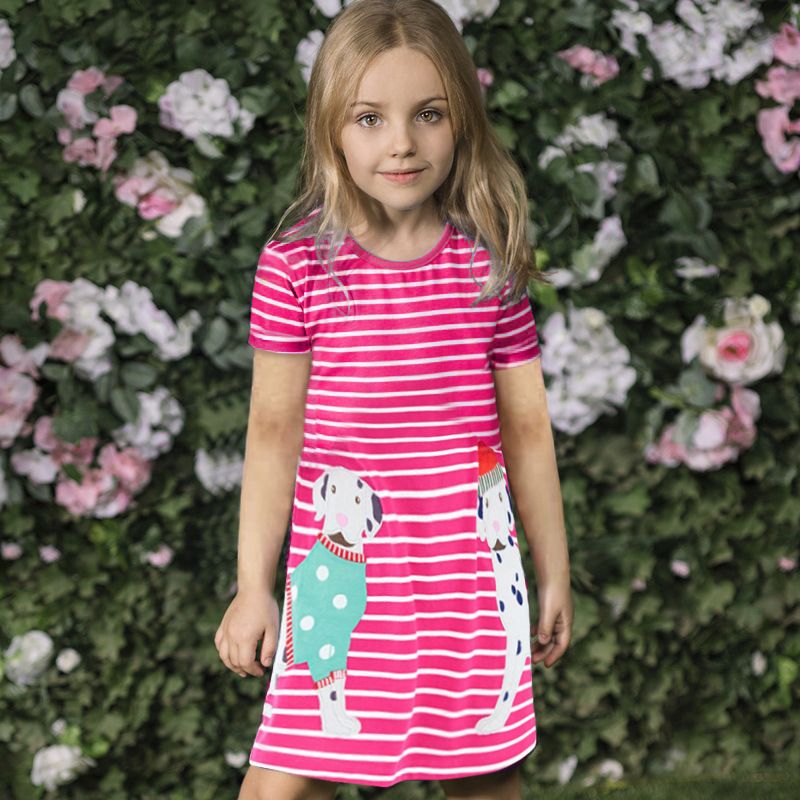 2018 Vestidos De Verano Para Niños Ropa De Algodón Niñas Niña Pequeña Manga Corta Vestidos Ocasionales Animal Ropa De Niñas A Rayas Boutique Ropa De Bebé De 9,19 € | DHgate