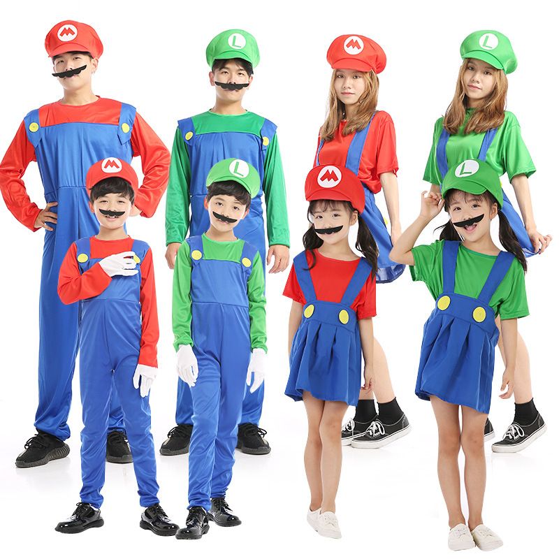 Enfants Super Mario Bros Luigi Costume Garçons Filles Cosplay Fancy Dress costumes Suits 