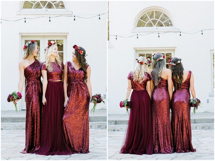 sequin bridesmaid dresses burgundy