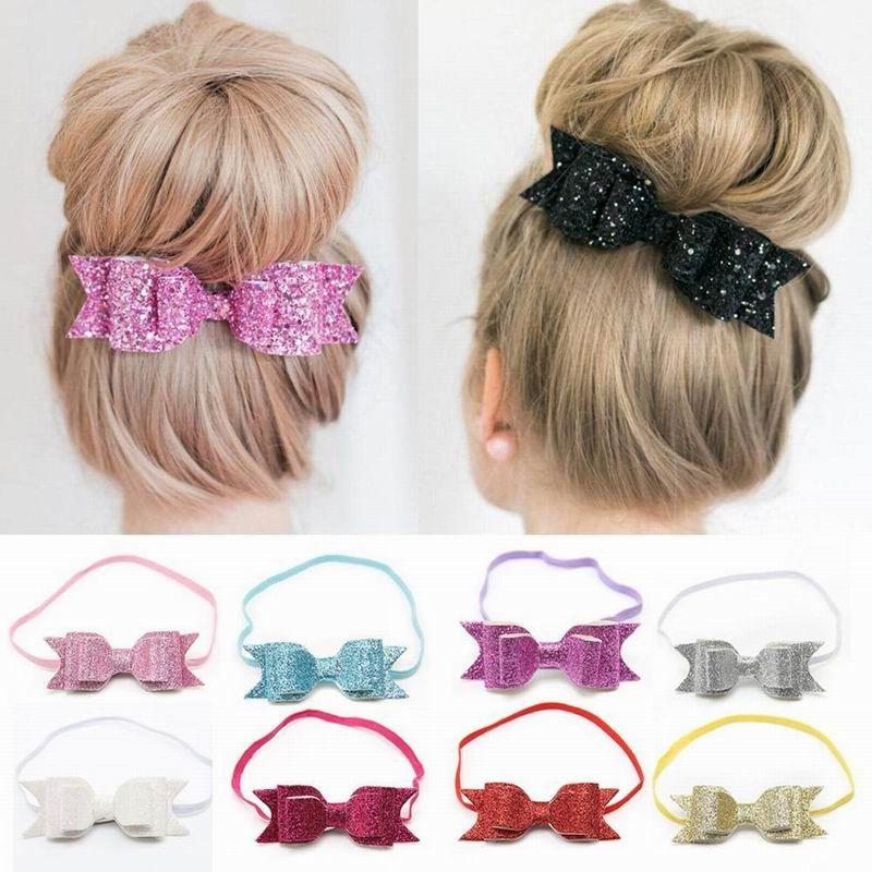 hair bows ribbon girl accessories head clips elastic purple