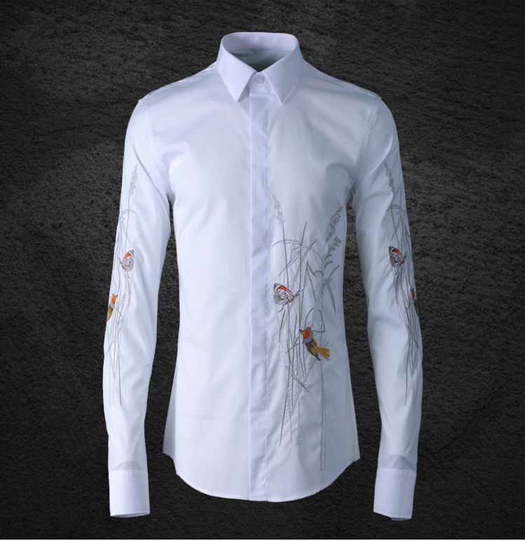 camisa bordada para hombre