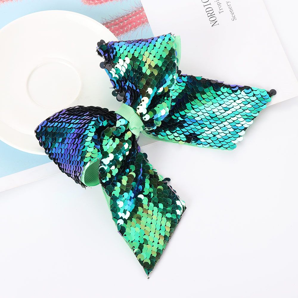 Children Floral Cute Mermaid Flipper Sequins Hair Clip Rainbow Baby Bow Hairpin