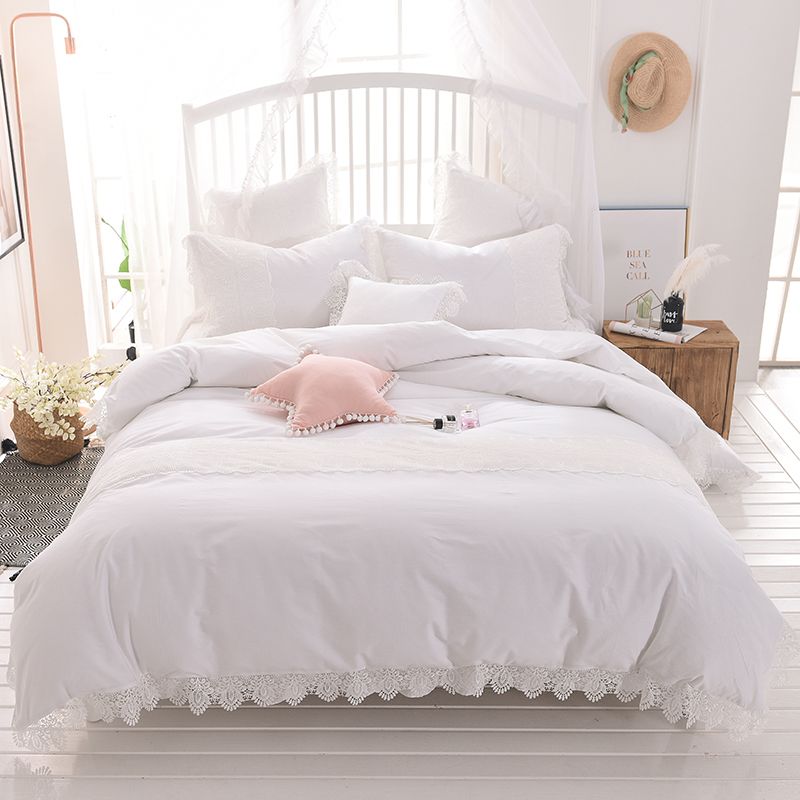 White Pink Gray 100 Cotton Bedding Set Twin Full Queen King Size