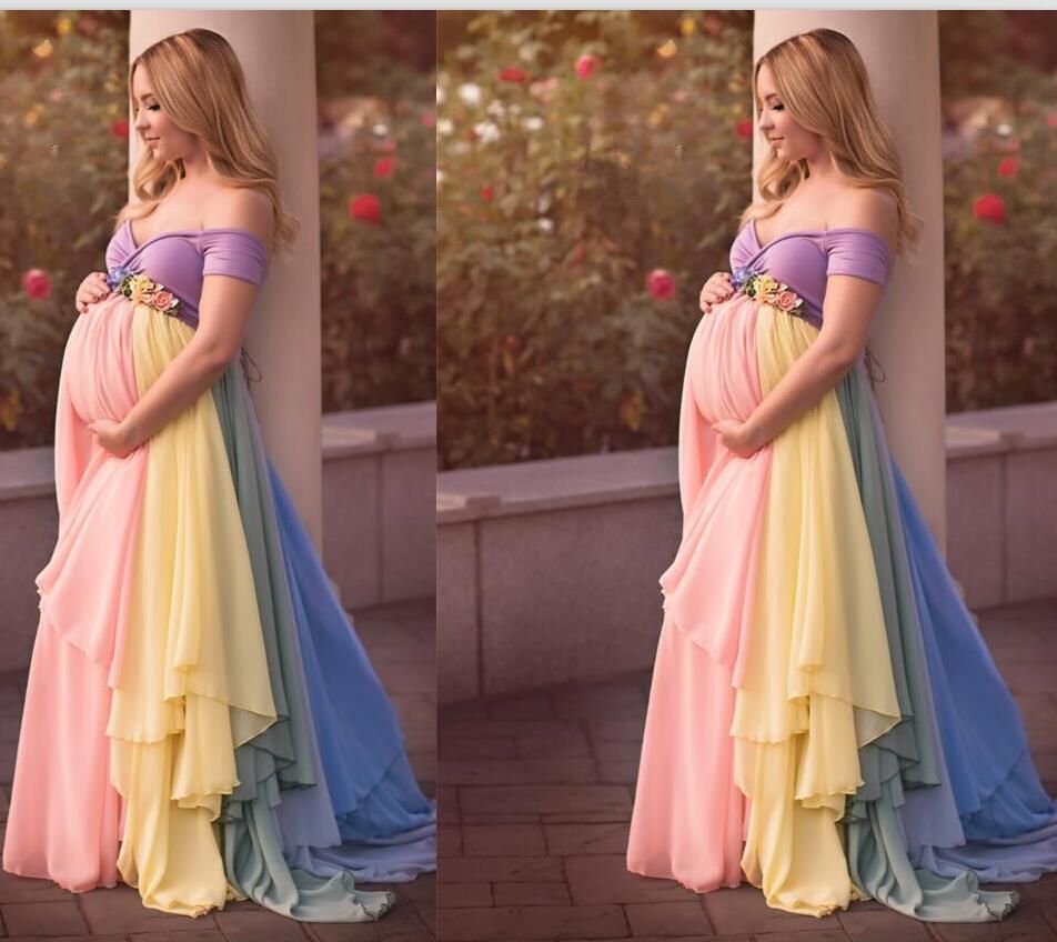 vestido de maternidad del arco iris vestido de noche para mujeres embarazadas vestido de fiesta