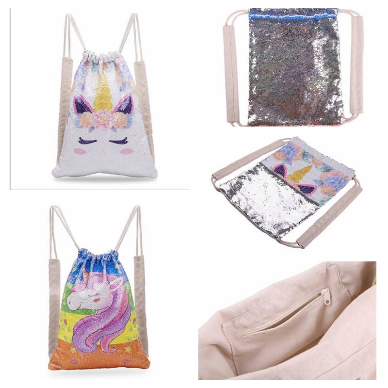 Bolso de lazo de dibujos animados de unicornio mochila impermeable 