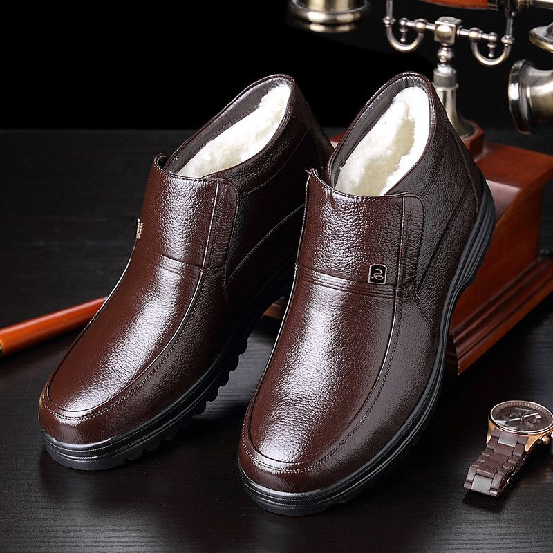 Waterproof Boots Men Winter Snow Boots With Warm Wool Retro