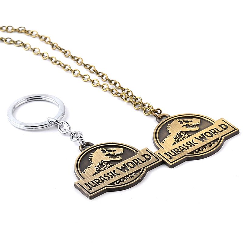 Joyería Vintage Charm Jurassic World Collar Llavero Mujeres Hombres Niños Fans Retro Colgante Collar collar
