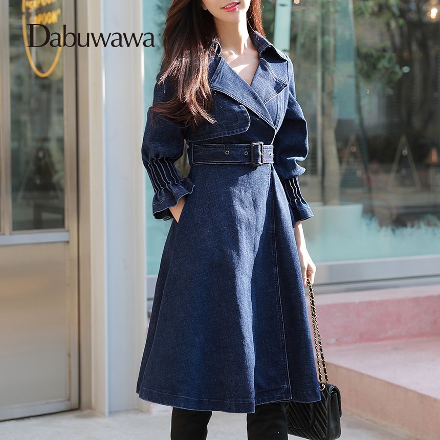 Acquistare Dabuwawa Spring Blue A Line Cappotto In Denim Da Donna Cappotto  Lungo Vintage Con Cintura Giacche Di Jeans In Cotone Da Donna Economico |  Consegna Veloce E Qualità | DHgate Italy