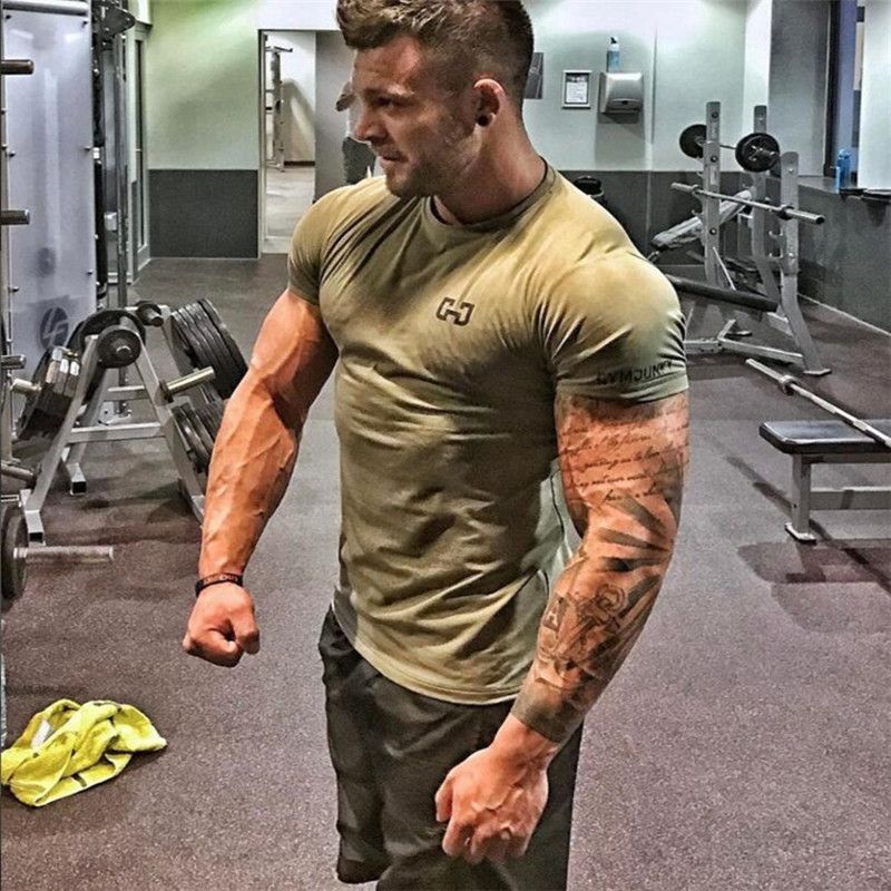 sportscholen heren bodybuilding kleding slim fit shirt mannen strakke t-shirt