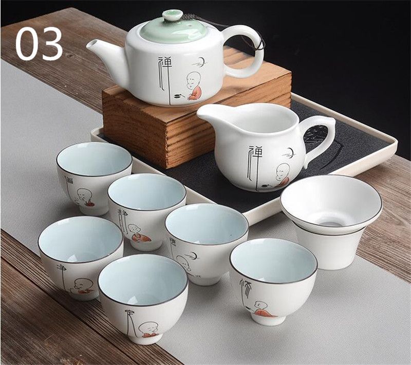 FANGCOOL Taza de t/é de cer/ámica China Juego de t/é Kung Fu Juego de t/é Juego de Regalo Paquete de 6 Negro