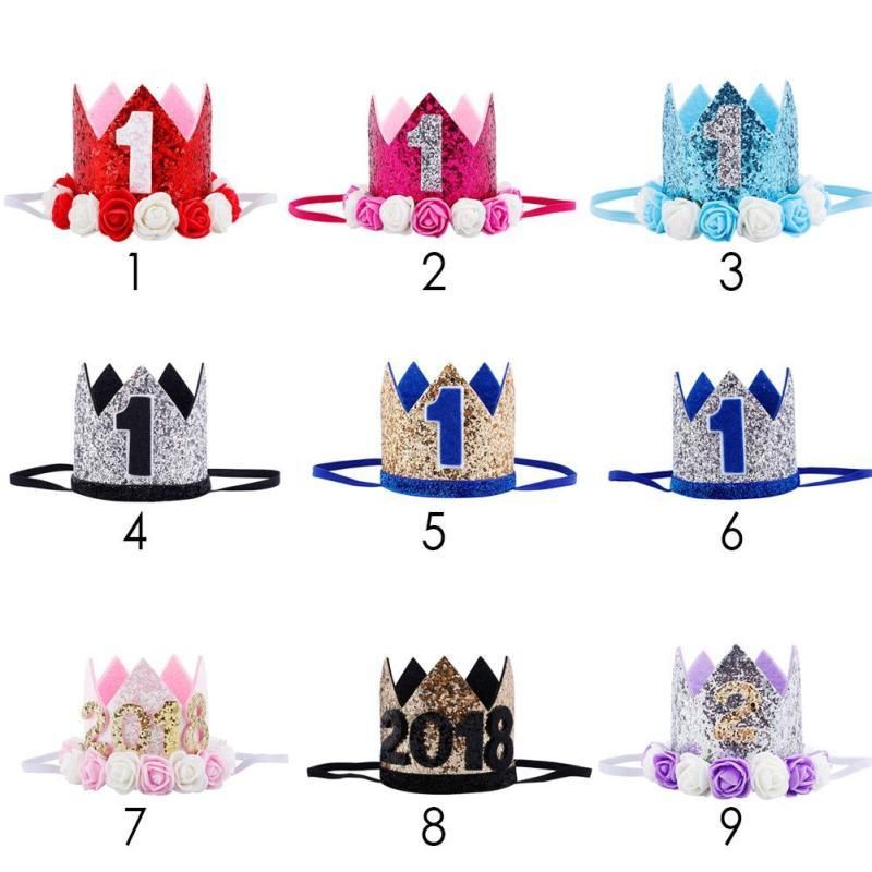 Number 1 2 2018 Baby Girl First Birthday Party Hat Decorations