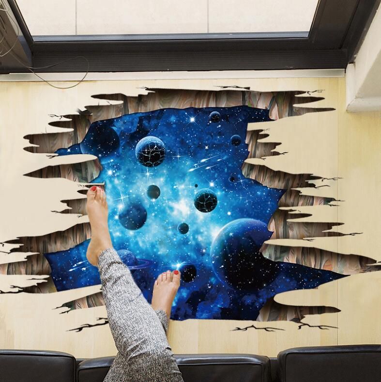 New Large 3d Cosmic Space Wall Sticker Galaxy Star Bridge Home Decoration For Kids Room Floor Living Room Wall Decals Home Decor 9 Style Boy Wall