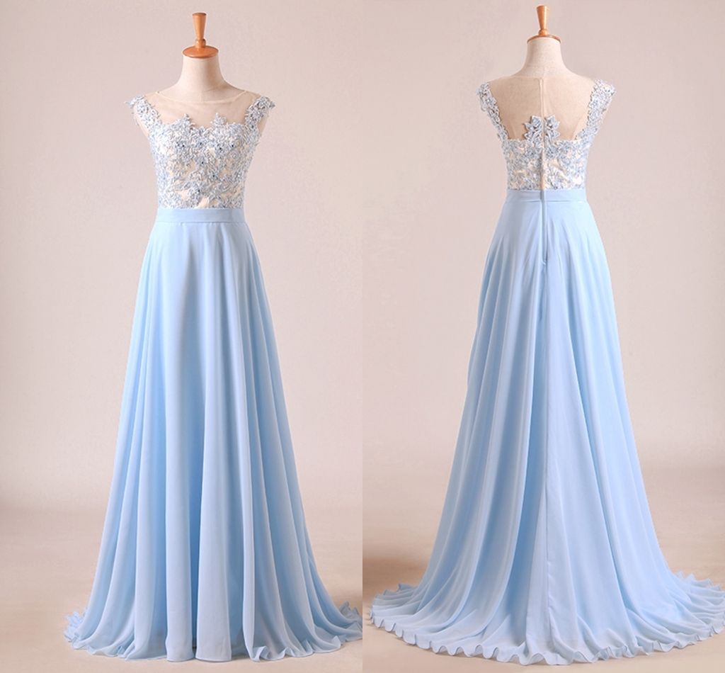 Vestido de noche con tirantes finos de color azul cielo vestido de noche de  corte alto 2020 vestido de fiesta largo hasta el suelo abiye gece elbisesi|Vestidos  de noche| - AliExpress