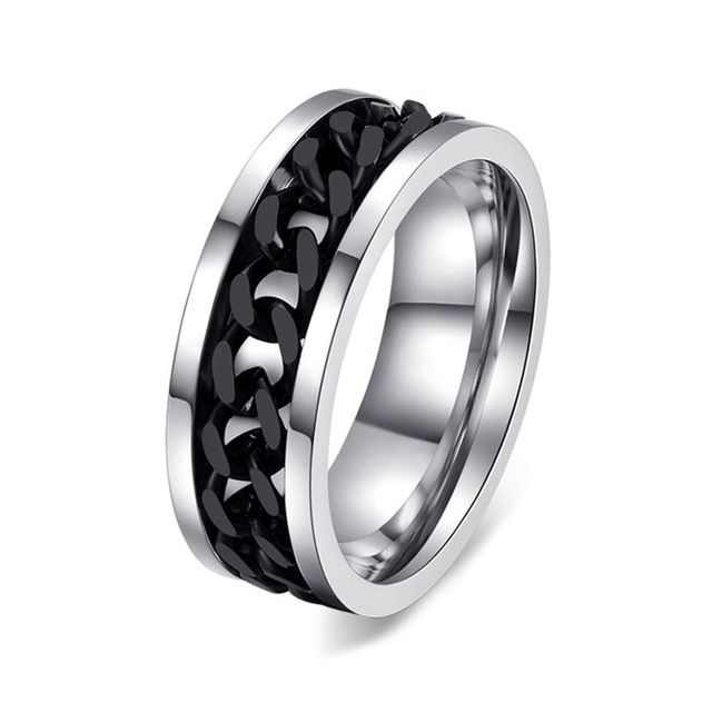 Spinner Punk Anillo De Cadena Negro Para Hombres Punk Joyas 