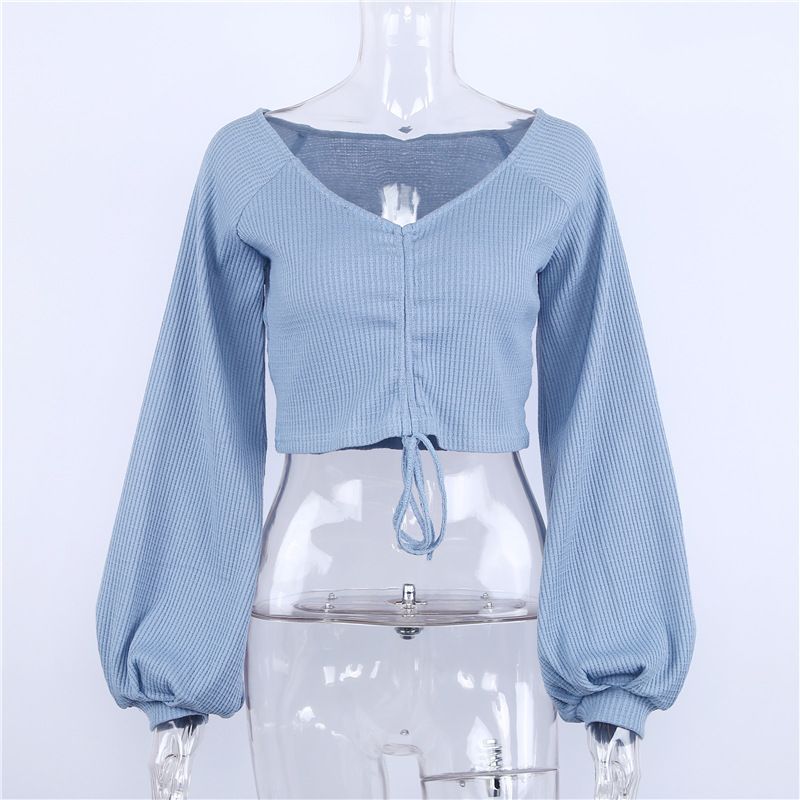 drawstring v neck blouse
