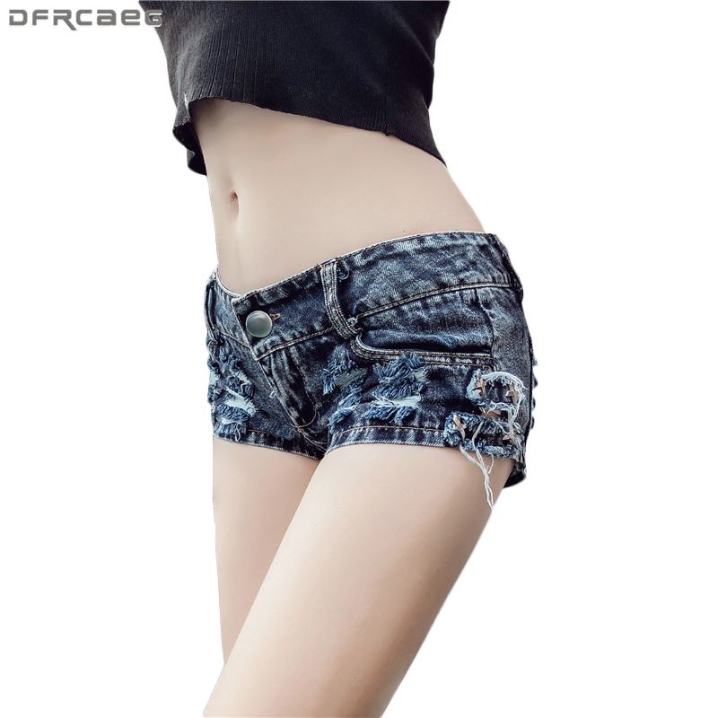 Summer Dark Blue Shorts Jeans Feminino Hollow Out Holes Tassel Sexy Denim Short Mujer