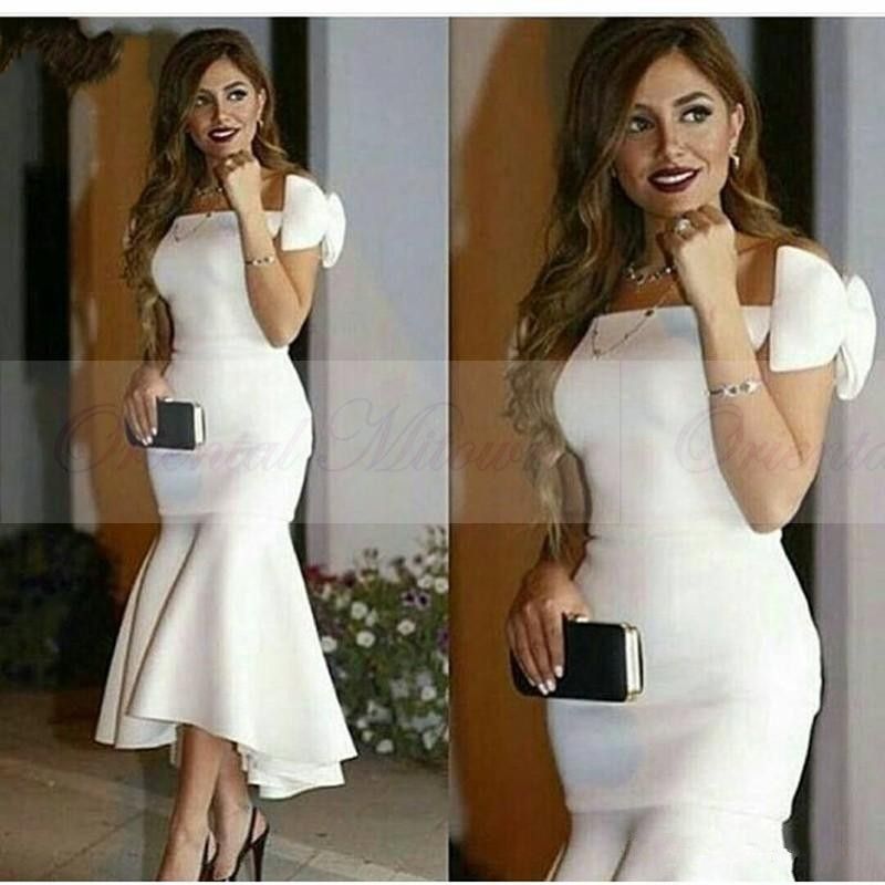 white mermaid cocktail dress