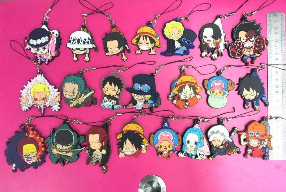Anime ONE PIECE rubber keychain KeyRing Race Straps 