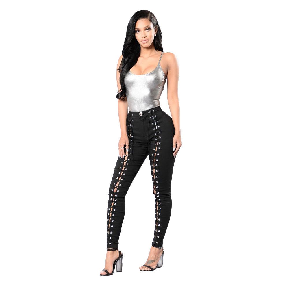 plus size lace up pants