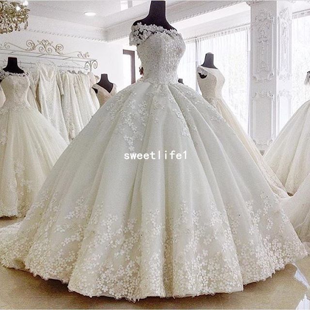 Acquistare 2019 Abiti Da Sposa Stupendi Ball Gown Off The Shoulder  Appliques Dubai Stile Abito Da Sposa Su Misura Bianco Economico | Consegna  Veloce E Qualità | DHgate Italy
