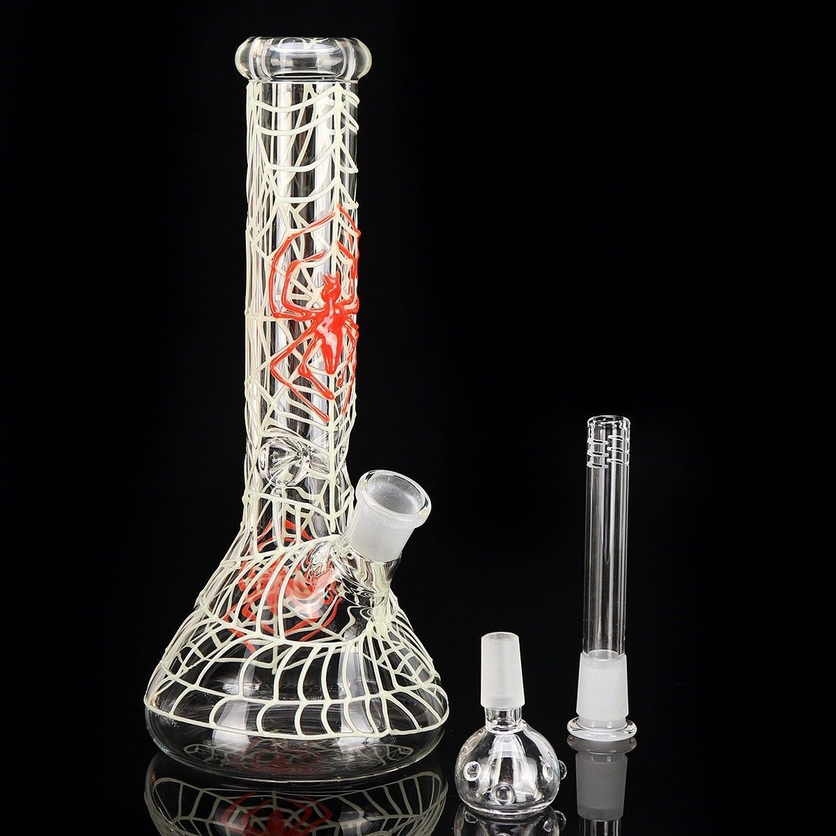 2021 High Quality Glow In Dark Bongs Glass Spider Beaker Bong Water