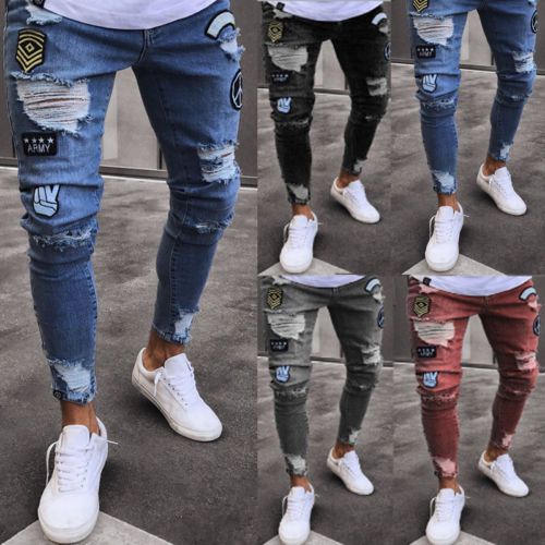 Schwarze Skinny Jeans Herren Feder Schlank Hose Löcher Große Schwarze Skinny Jeans Herren Feder Schlank Hose Löcher Große