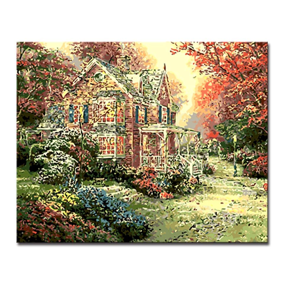 2019 Country Cottage Autumn Tree Oil Painting By Numbers On Canvas