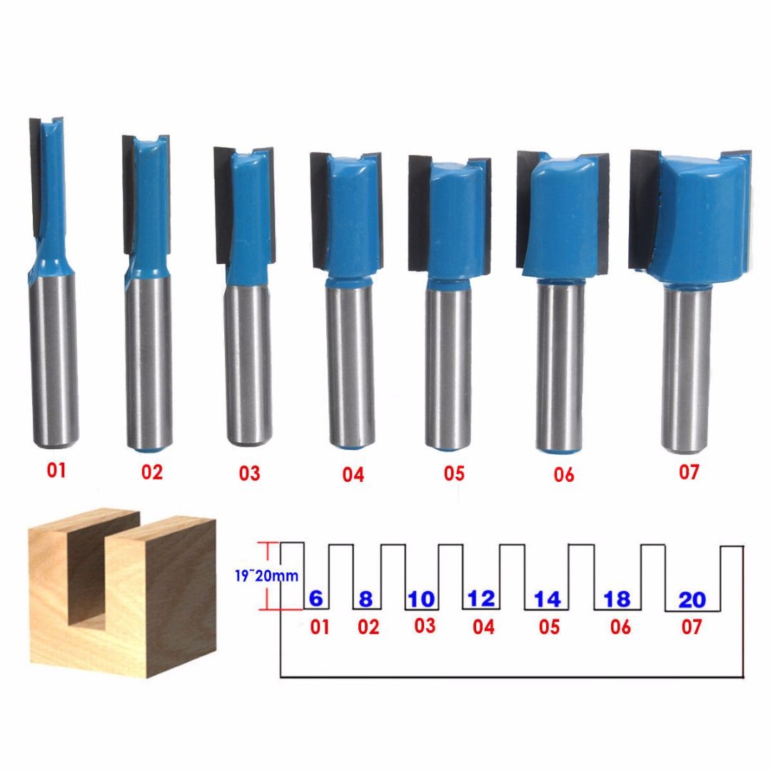 Wholesale BRAND 8mm Shank Straight Router Bit Set 6/8/10/12/14/18/20mm