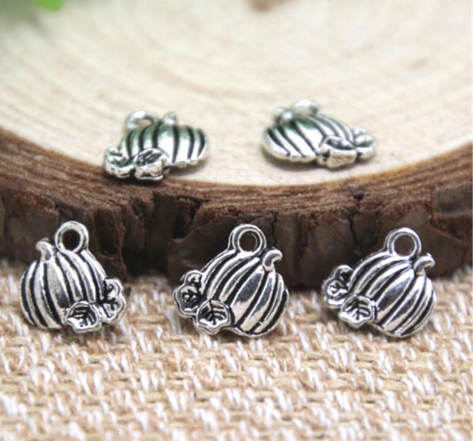 40pcs Halloween mini Pumpkin Charms Silver Tone mini Pumpkin pendants 16x18mm