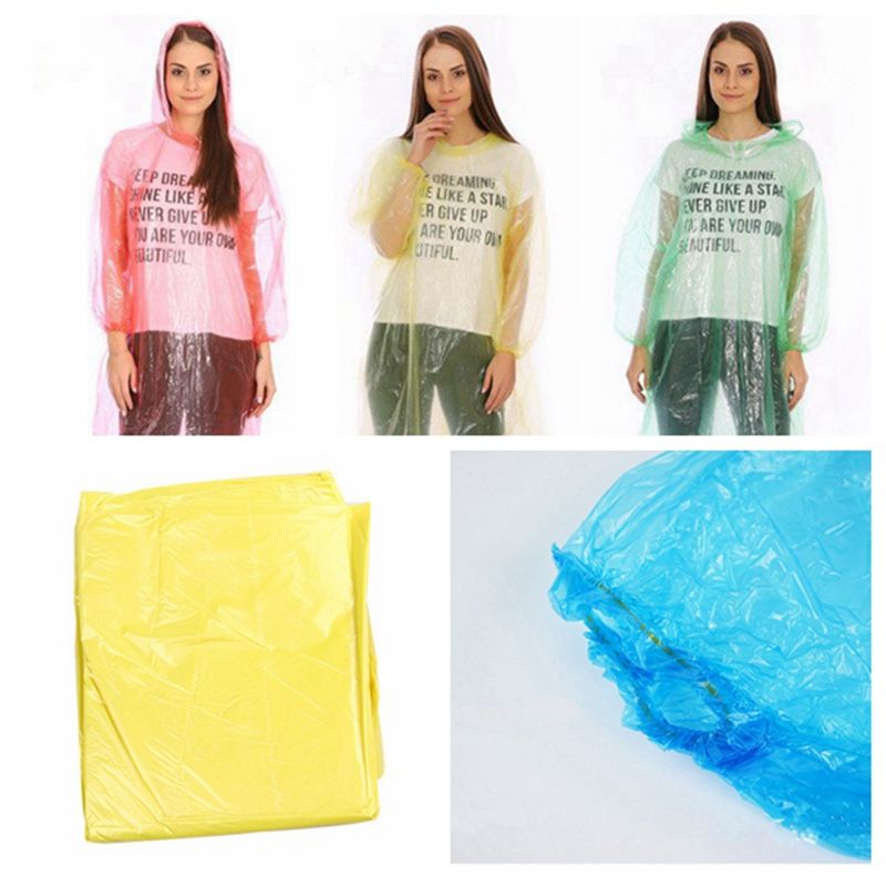 2021 Emergency Disposable Rain Ponchos One Time PE Raincoat With Hoods