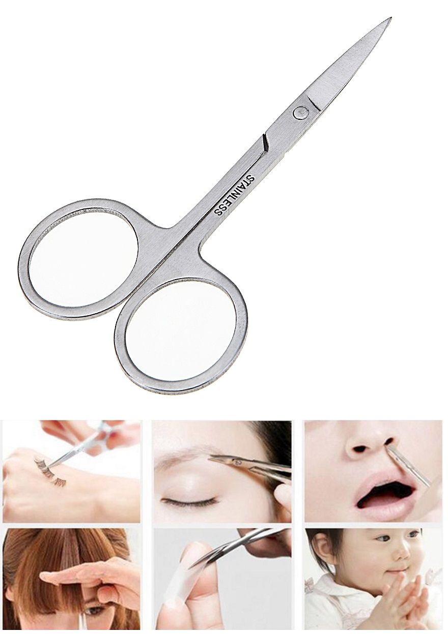 Stainless Steel Nose Hair Remove Makeup Eyebrow Scissor Straight Angle