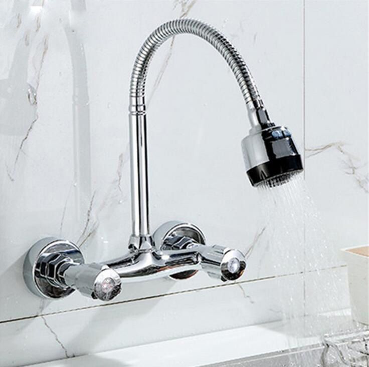 toptan duvara monte cift delik esnek mutfak bataryasi mikserler evye dokunun duvar mutfak musluk sicak ve soguk su ucretsiz kargo fiyatiyla dhgate com