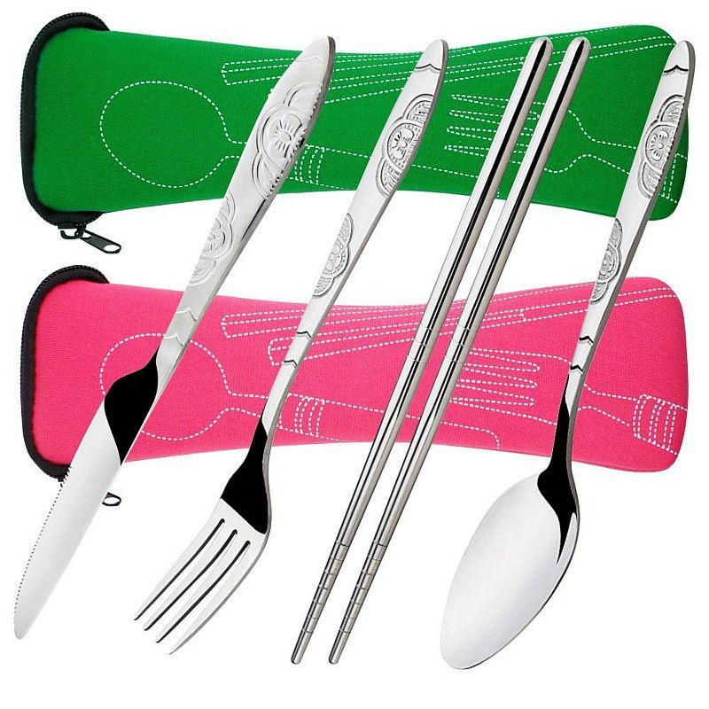 Stainless Steel Knife, Fork, Spoon, Chopsticks Lightweight, Travel