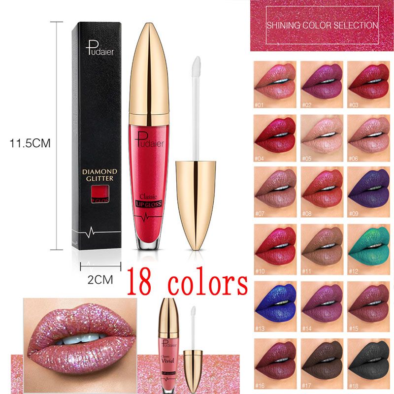 Pudaier Lip Gloss Flip Classic Vivid Lip Gloss Pearlite Glitter