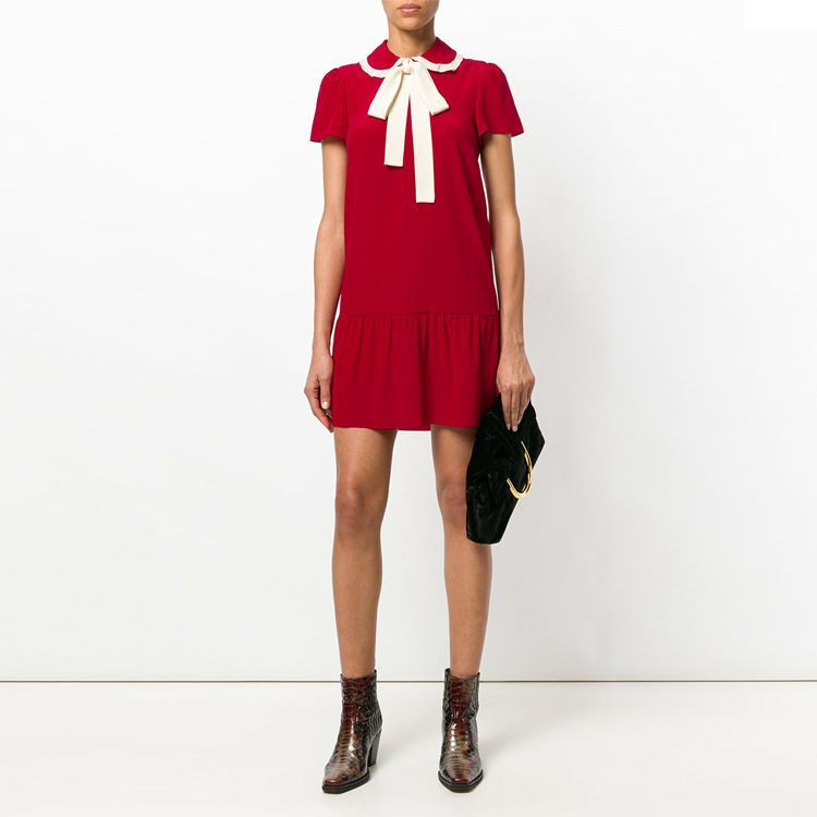 red peter pan collar dress