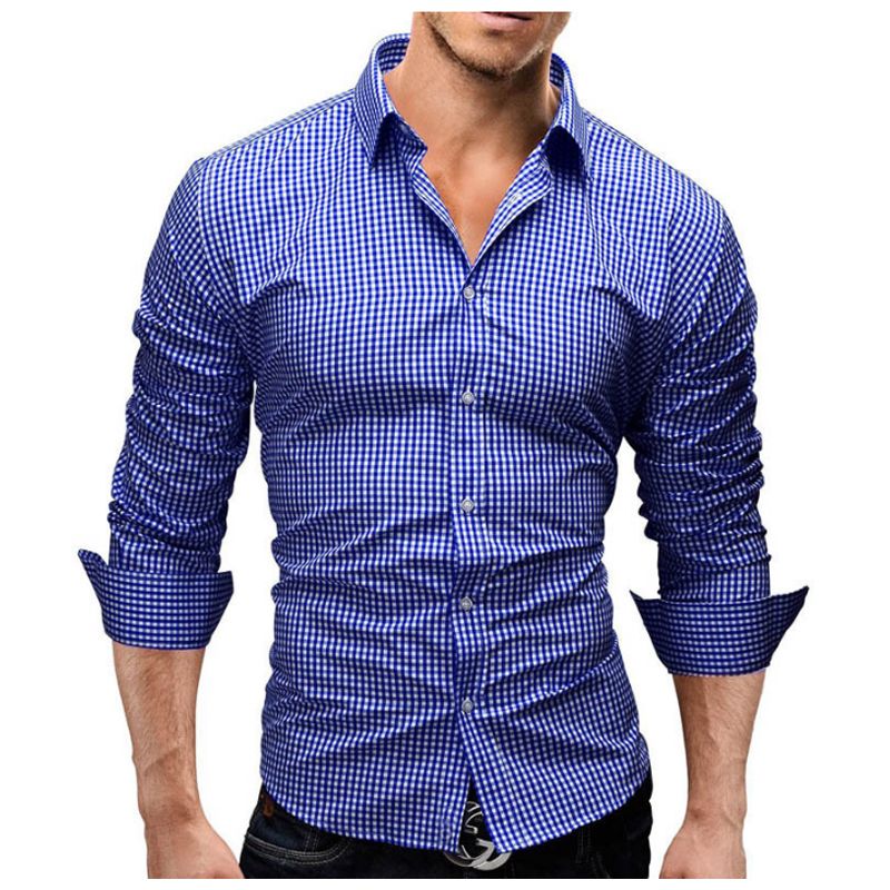 Camisa de los hombres de manga larga 2018 camisas camisas casual delgado ajuste moda cuadro
