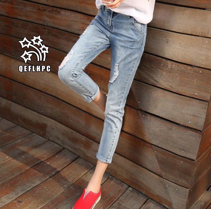 ladies stretch ripped jeans
