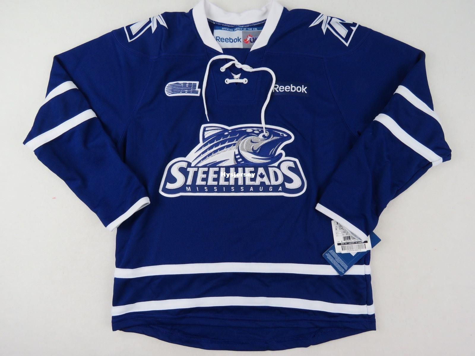 MISSISSAUGA STEELHEADS OHL BLUE REEBOK PREMIER 7185 HOCKEY JERSEY Fan