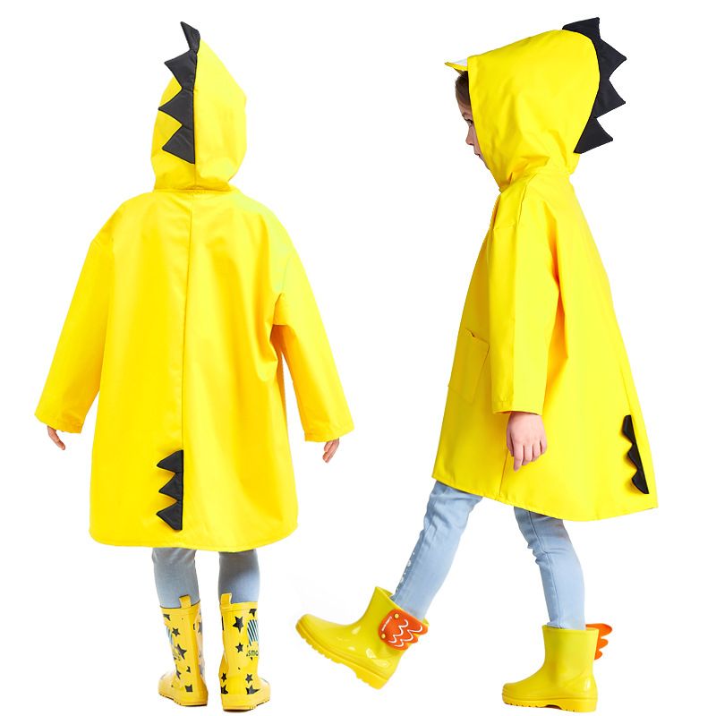 Cape de Pluie Enfant Garçon Fille Dessin Animé Dinosaure Poncho Manteau Pluie Ecole Veste Vêtements Imperméables