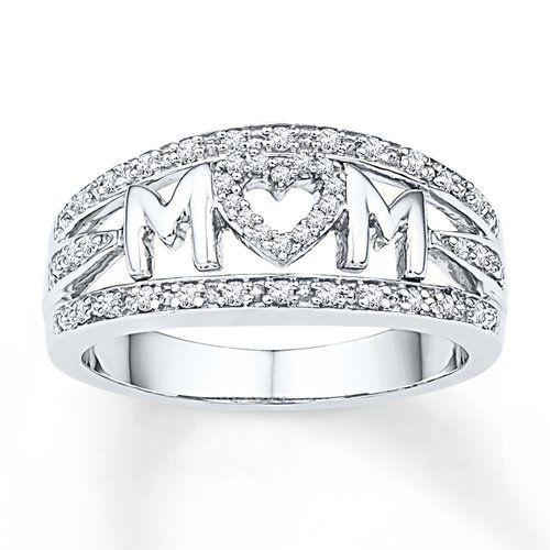 Mothers Day Gift Mom Ring Plated With 18k Platinum Diamond Ring For