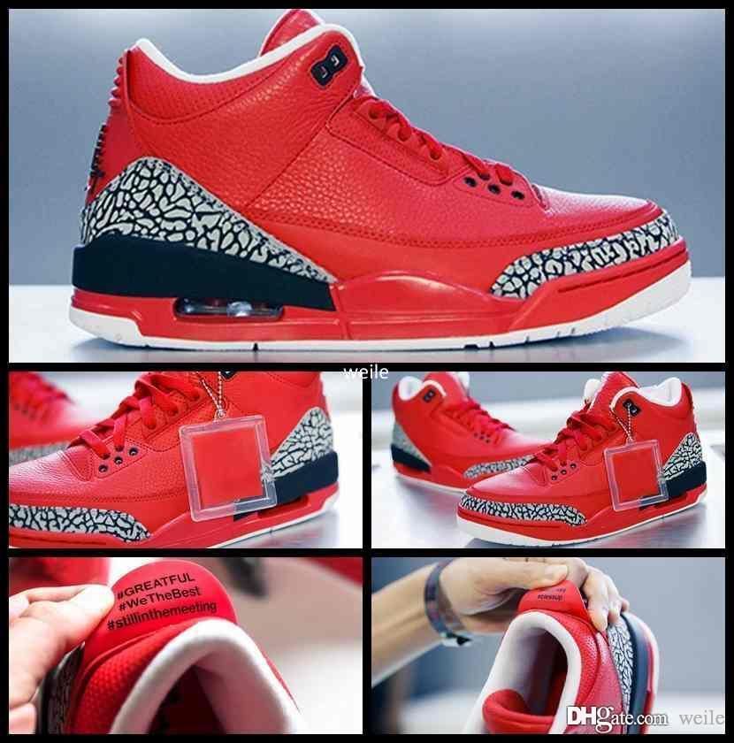 2020 2017 X DJ Khaled Grateful PE 3 Basketball Shoes For Men Fire Red 3s Mens Basket Ball Sports 